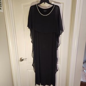 Glamour Black Maxi Dress with Silver Accents
